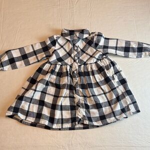 Monica + Andy Girl's Black White Plaid Check Button Down Dress Size 3T